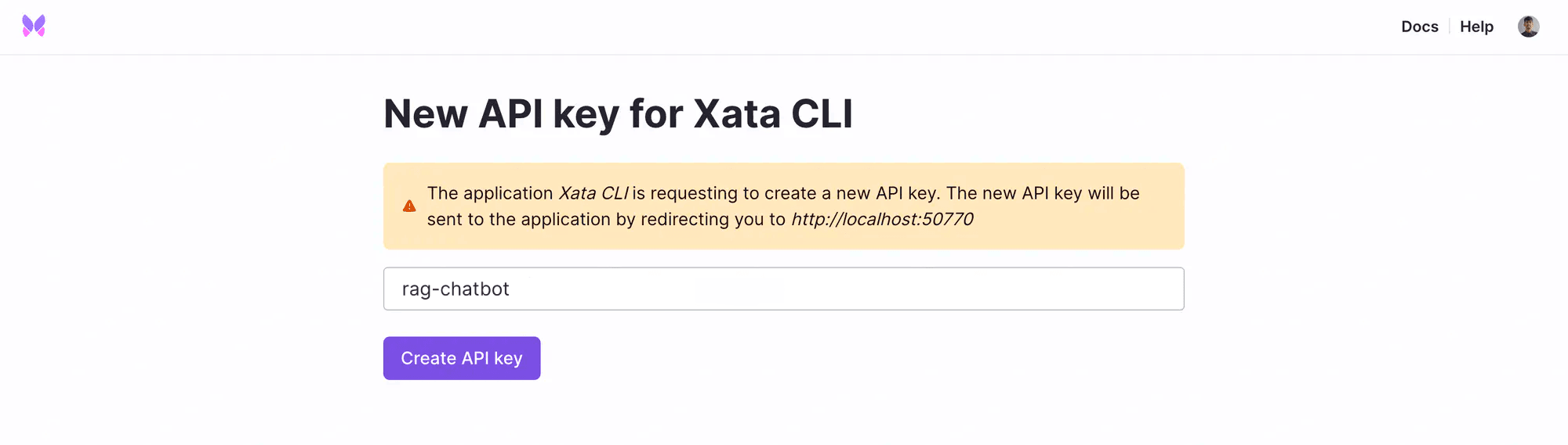 Create xata cli api key